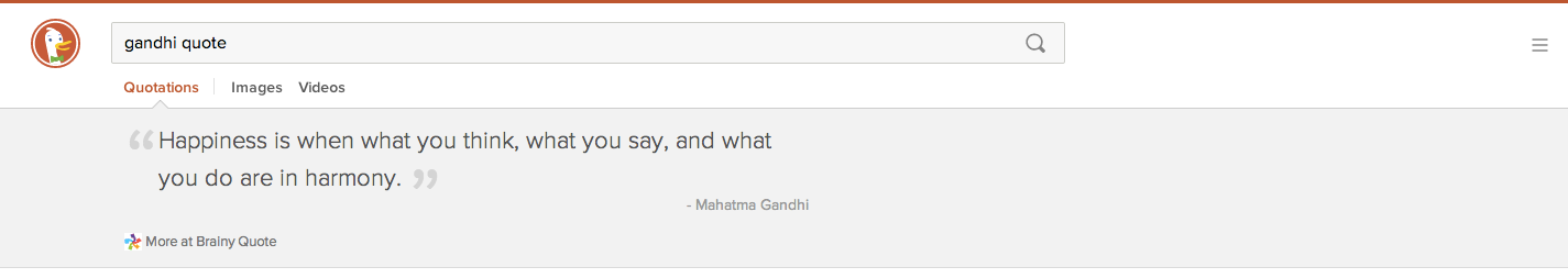 DuckDuckGo search for "gandhi quote"