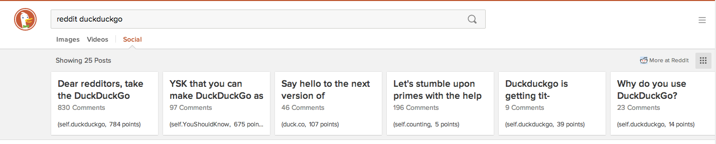 DuckDuckGo search for "reddit duckduckgo"